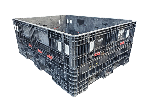 Reconditioned HPJ Industries 64" x 48" x 25" All Black Bulk Container - 4 Drop Doors