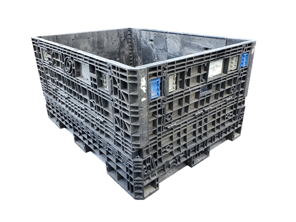 Reconditioned HPJ Industries 64" x 48" x 34" All Black Bulk Container - 4 Drop Doors