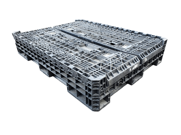 Reconditioned HPJ Industries 64" x 48" x 34" All Black Bulk Container - 4 Drop Doors - Image 2