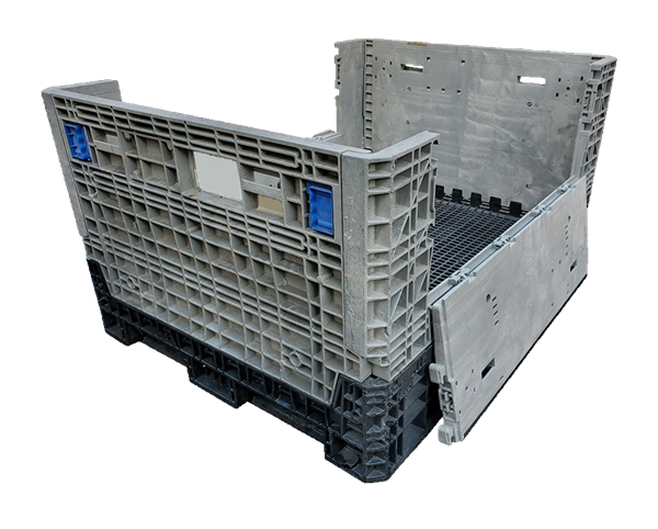 Reconditioned HPJ Industries 64" x 48" x 34" Mixed Color 64" Side Bulk Container - 2 Drop Doors - Image 3