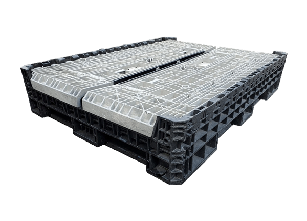 Reconditioned HPJ Industries 64" x 48" x 34" Mixed Color 64" Side Bulk Container - 2 Drop Doors - Image 2