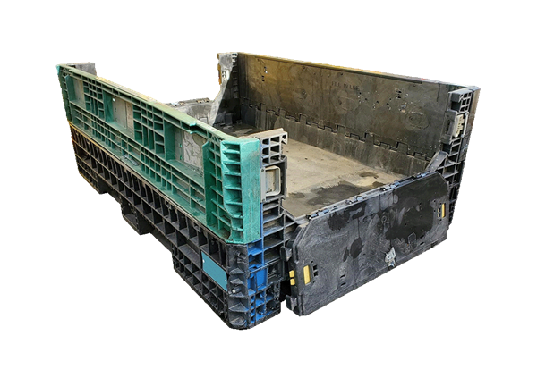 70" x 48" x 25" Reconditioned HPJ Industries Mixed Color All Good Runner Bulk Container - 2 Drop Doors, 48" Side - Image 4