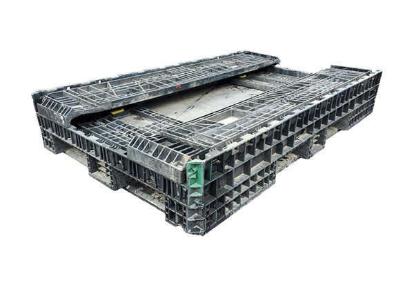 Reconditioned HPJ Industries 78" x 48" x 25" All Black Bulk Container - 2 Drop Doors - Image 2