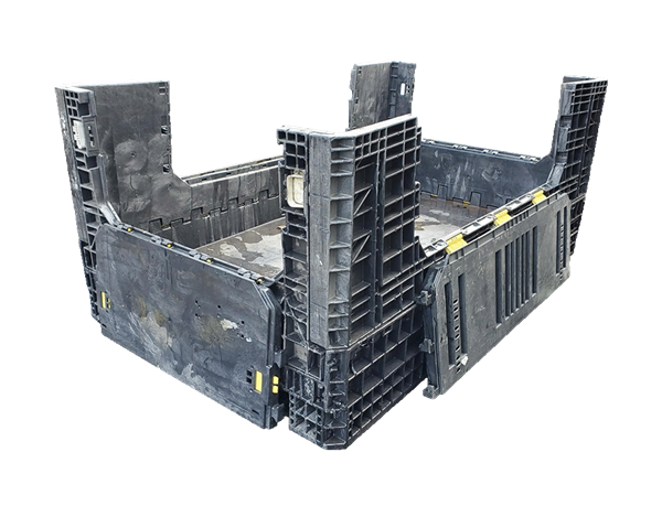 Reconditioned HPJ Industries 78" x 48" x 34" All Black Bulk Container - 4 Drop Doors - Image 3