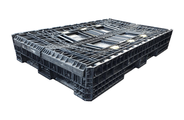Reconditioned HPJ Industries 78" x 48" x 34" All Black Bulk Container - 4 Drop Doors - Image 2