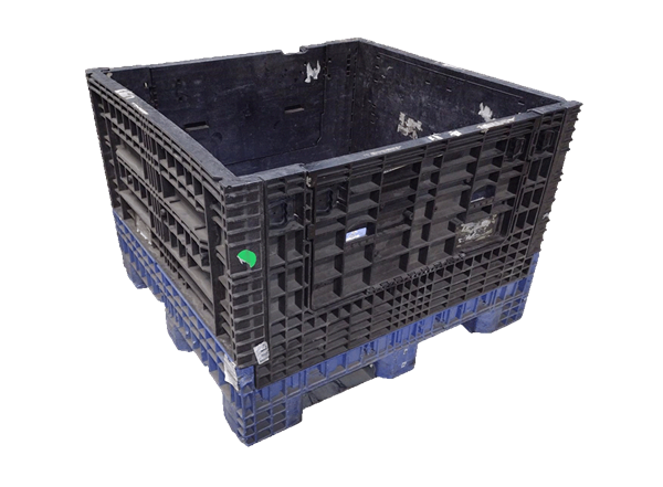 Reconditioned HPJ Industries 45" x 48" x 34" Blue Base Black Wall Bulk Container