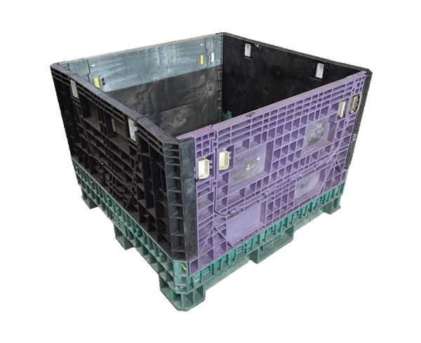 Reconditioned HPJ Industries 45" x 48" x 34" Mixed Color Bulk Container - 4 Drop Doors