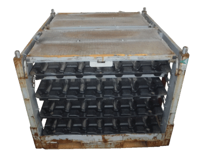 Used HPJ Industries 48" x 45" x 34" Steel Rack 6 Lift Trays Opening on 48" Side