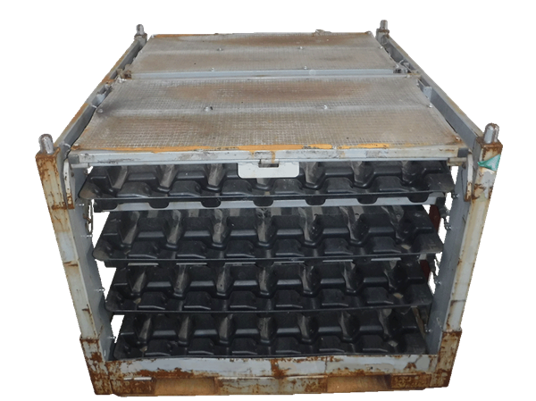 Used HPJ Industries 48" x 45" x 34" Steel Rack 6 Lift Trays Opening on 48" Side