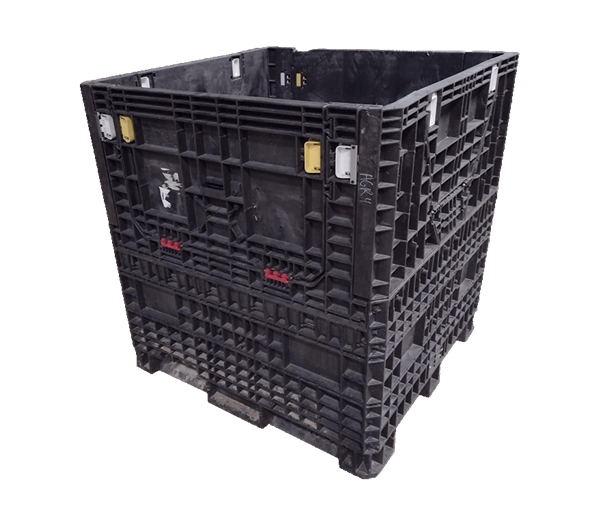 Reconditioned HPJ Industries 45" x 48" x 50" All Black Bulk Container - 4 Drop Doors
