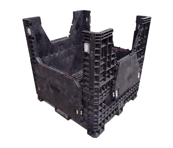 Reconditioned HPJ Industries 45" x 48" x 50" All Black Bulk Container - 4 Drop Doors - Image 4
