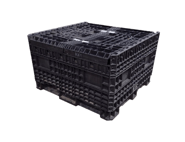 Reconditioned HPJ Industries 45" x 48" x 50" All Black Bulk Container - 4 Drop Doors - Image 2