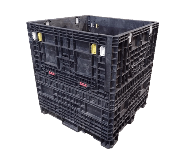 Reconditioned HPJ Industries 45" x 48" x 50" All Black All Good Runner Bulk Container - 1 Drop Door
