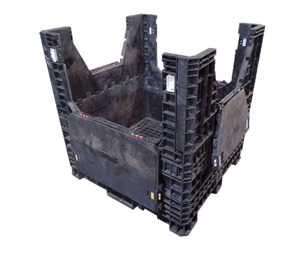 Reconditioned HPJ Industries 45" x 48" x 50" All Black All Good Runner Bulk Container - 1 Drop Door - Image 4