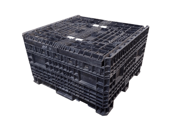 Reconditioned HPJ Industries 45" x 48" x 50" All Black All Good Runner Bulk Container - 1 Drop Door - Image 2