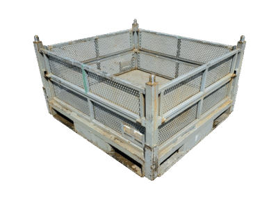 Used HPJ Industries 48" x 45" x 28" Perforated Steel Tub - 4 Drop Doors