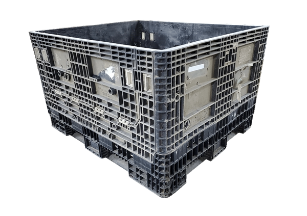 Reconditioned HPJ Industries 56" x 48" x 25" All Black 56" Side Bulk Container - 2 Drop Doors