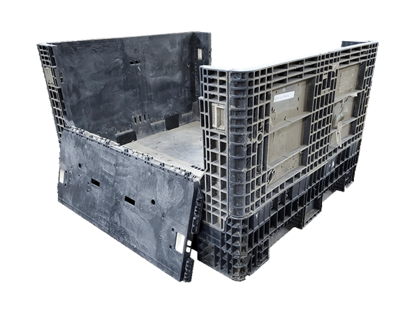 Reconditioned HPJ Industries 56" x 48" x 25" All Black 56" Side Bulk Container - 2 Drop Doors - Image 3