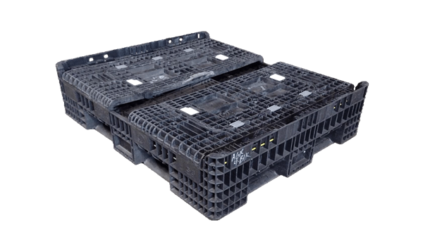 Reconditioned HPJ Industries 56" x 48" x 34" All Black All Good Runner Bulk Container - 4 Drop Doors - Image 2