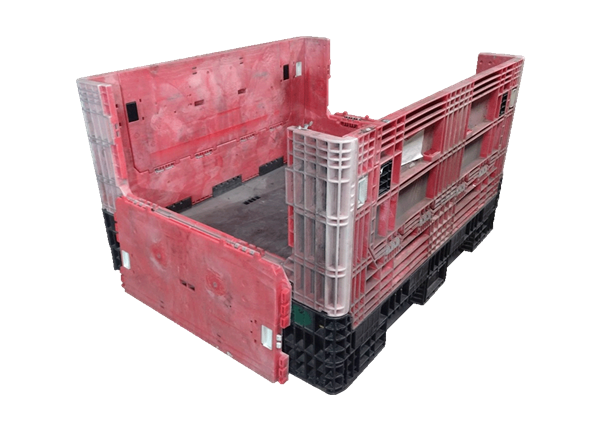 Reconditioned HPJ Industries 56" x 48" x 34" Mixed Color All Good Runner 48" Side Bulk Container - 2 Drop Doors - Image 4