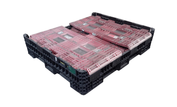 Reconditioned HPJ Industries 56" x 48" x 34" Mixed Color All Good Runner 48" Side Bulk Container - 2 Drop Doors - Image 2