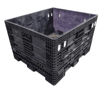 Reconditioned HPJ Industries 56" x 48" x 34" Mixed Color All Good Runner Bulk Container - 2 Drop Doors 56" Side