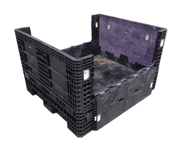 Reconditioned HPJ Industries 56" x 48" x 34" Mixed Color All Good Runner 56" Side Bulk Container - 2 Drop Doors - Image 4