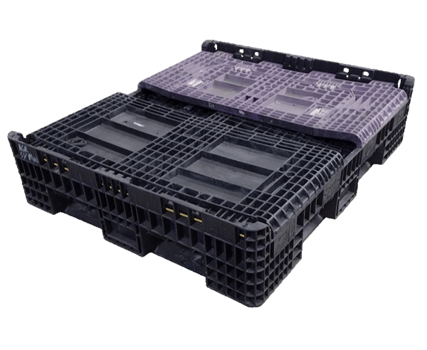 Reconditioned HPJ Industries 56" x 48" x 34" Mixed Color All Good Runner 56" Side Bulk Container - 2 Drop Doors - Image 2
