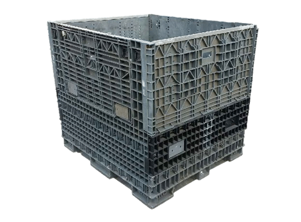 Reconditioned HPJ Industries 56" x 48" x 34" Mixed Color Bulk Container - 2 Drop Doors