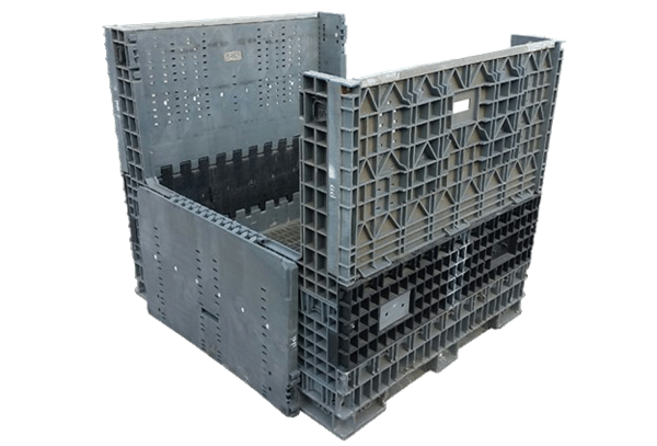 Reconditioned HPJ Industries 56" x 48" x 34" Mixed Color Bulk Container - 2 Drop Doors - Image 4