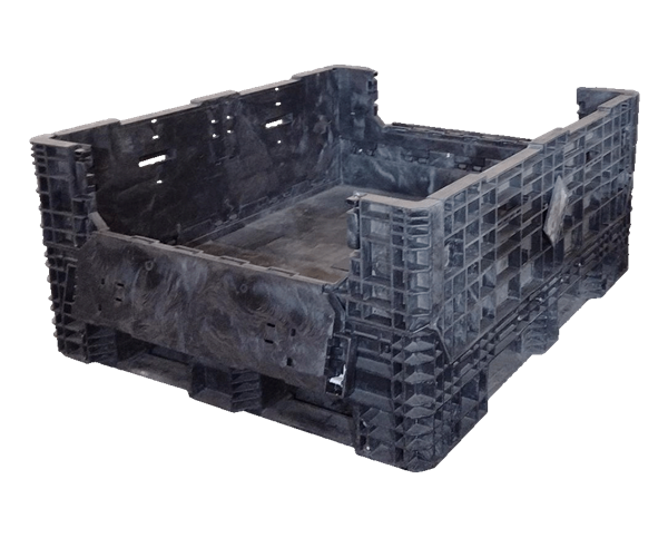 Reconditioned HPJ Industries 57" x 48" x 25" All Black 48" Side Bulk Container - 2 Drop Doors - Image 4