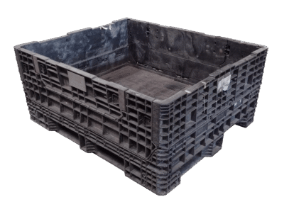 Reconditioned HPJ Industries 57" x 48" x 25" All Black All Good Runner Bulk Container - 2 Drop Doors 57" Side