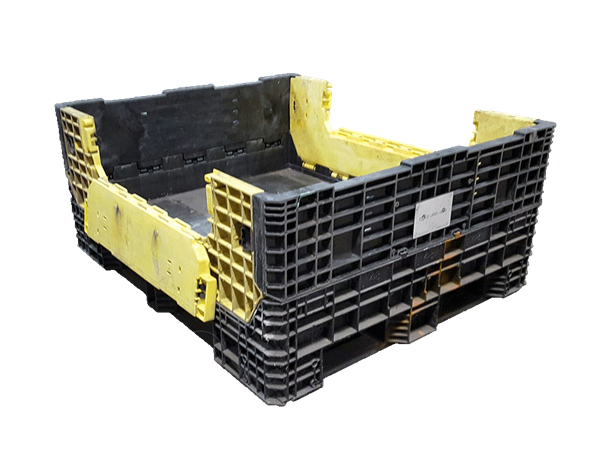 Reconditioned HPJ Industries 57" x 48" x 25" Mixed Color 57" Side Bulk Container - 2 Drop Doors - Image 4