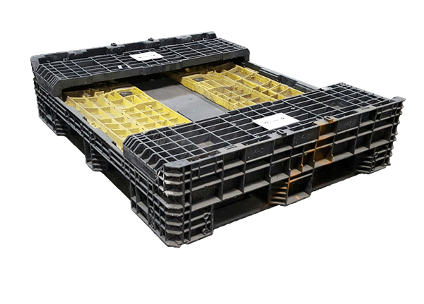 Reconditioned HPJ Industries 57" x 48" x 25" Mixed Color 57" Side Bulk Container - 2 Drop Doors - Image 2