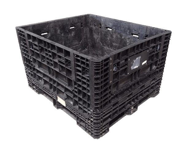 Reconditioned HPJ Industries 57" x 48" x 34" All Black All Good Runner Bulk Container - 4 Drop Doors