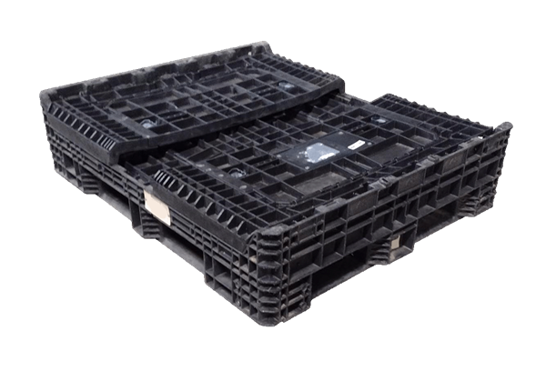 Reconditioned HPJ Industries 57" x 48" x 34" All Black All Good Runner Bulk Container - 4 Drop Doors - Image 2