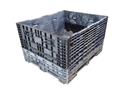 Reconditioned HPJ Industries 57" x 48" x 34" All Black All Good Runner Bulk Container - 2 Drop Doors 48" Side