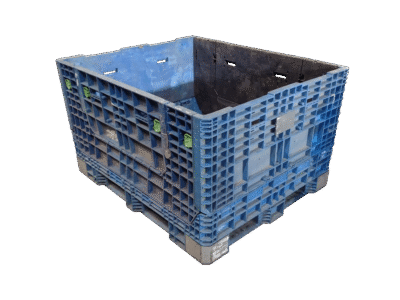 Reconditioned HPJ Industries 57" x 48" x 34" Mixed Color All Good Runner Bulk Container - 2 Drop Doors 57" Side