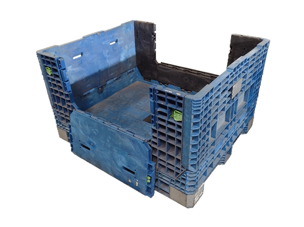 Reconditioned HPJ Industries 57" x 48" x 34" Mixed Color All Good Runner 57" Side Bulk Container - 2 Drop Doors - Image 4