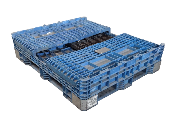 Reconditioned HPJ Industries 57" x 48" x 34" Mixed Color All Good Runner 57" Side Bulk Container - 2 Drop Doors - Image 2
