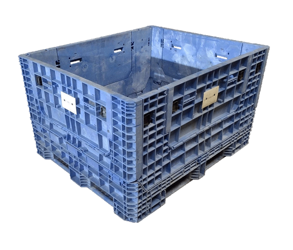Reconditioned HPJ Industries 57" x 48" x 34" Mixed Color All Good Runner Bulk Container - 4 Drop Doors
