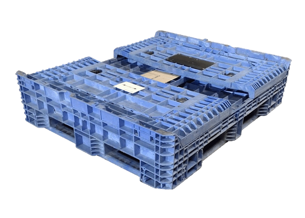 Reconditioned HPJ Industries 57" x 48" x 34" Mixed Color All Good Runner Bulk Container - 4 Drop Doors - Image 2