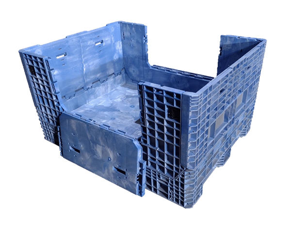 New Buckhorn 62" x 48" x 34" All Blue Door 62" Side Bulk Container - 2 Drop Doors - Image 4