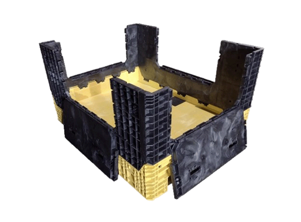 New Buckhorn 62" x 48" x 34" Yellow Base Black Wall Bulk Container - 4 Drop Doors - Image 4