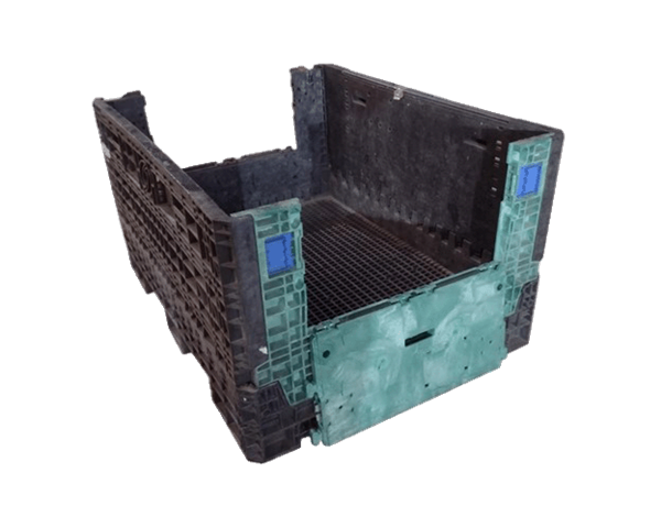 Reconditioned HPJ Industries 62" x 48" x 34" Mixed Color Bulk Container - 2 Drop Doors - Image 4