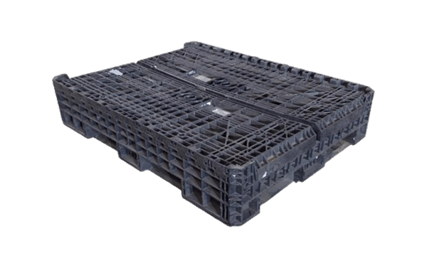 Reconditioned HPJ Industries 62" x 48" x 34" Mixed Color Bulk Container - 2 Drop Doors - Image 2