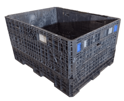 Reconditioned HPJ Industries 62" x 48" x 34" All Black All Good Runner Bulk Container - 2 Drop Doors 48" Side