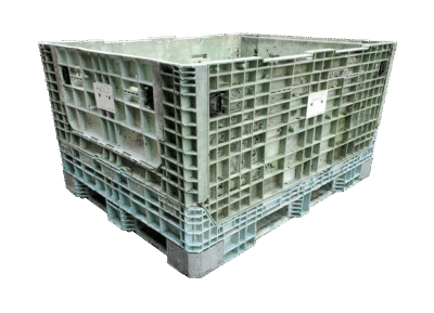 Reconditioned HPJ Industries 62" x 48" x 34" Mixed Color All Good Runner Bulk Container - 2 Drop Doors 48" Side