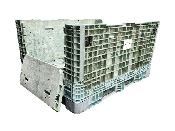 Reconditioned HPJ Industries 62" x 48" x 34" Mixed Color 48" Side Bulk Container - 2 Drop Doors - Image 4