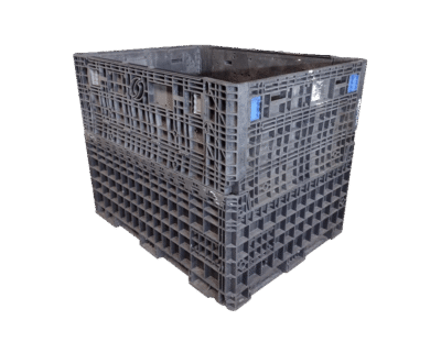 Reconditioned HPJ Industries 62" x 48" x 50" All Black All Good Runner Bulk Container - 2 Drop Doors on 62' Side